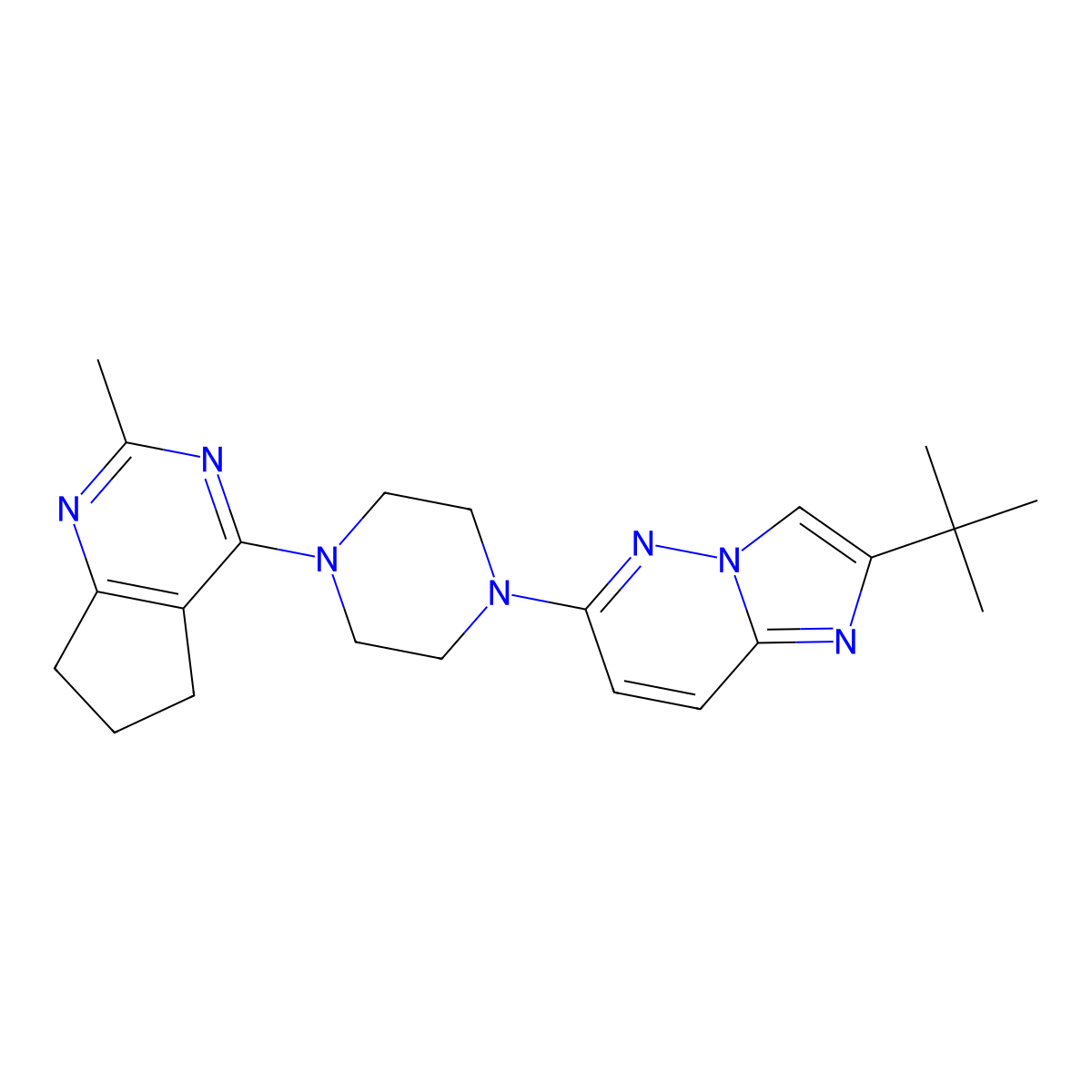 1-{2-tert-butylimidazo[1,2-b]pyridazin-6-yl}-4-{2-methyl-5H,6H,7H-cyclopenta[d]pyrimidin-4-yl}piperazine molecular structure, CAS 2742060-47-3