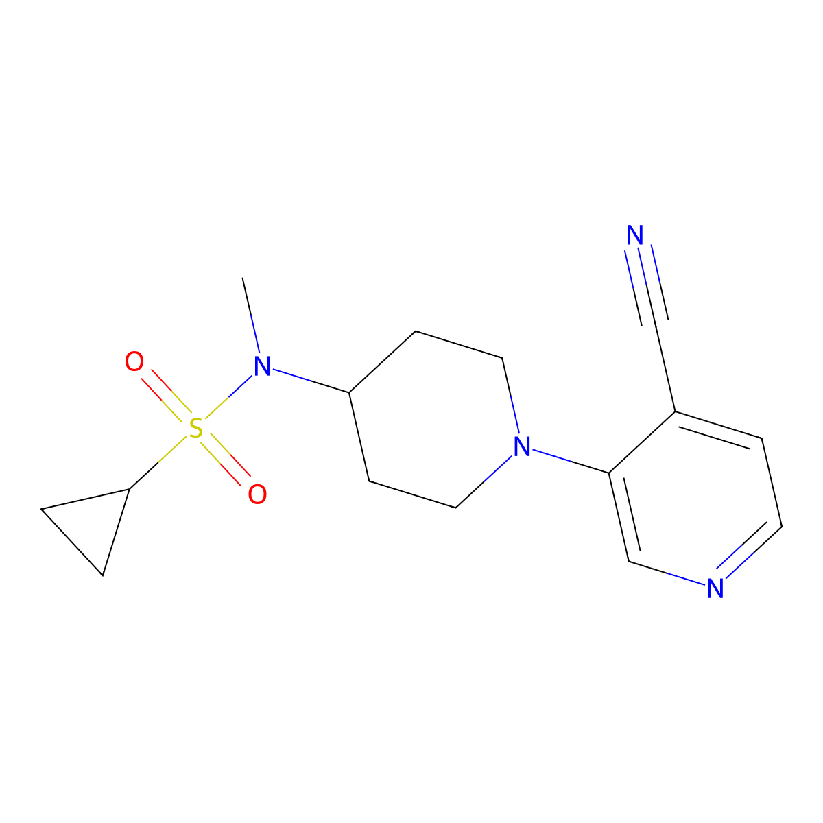 N-[1-(4-cyanopyridin-3-yl)piperidin-4-yl]-N-methylcyclopropanesulfonamide molecular structure, CAS 2742060-50-8