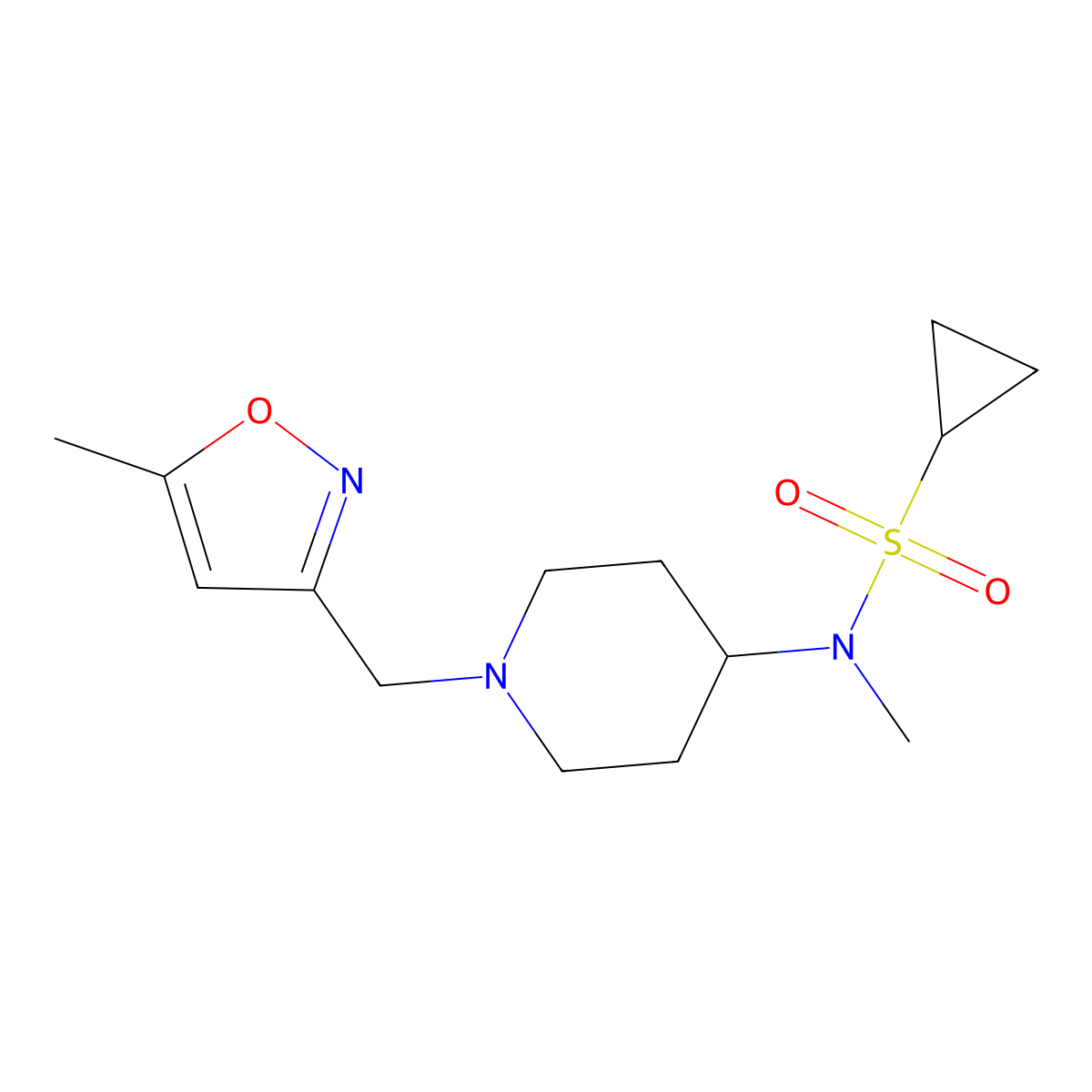 N-methyl-N-{1-[(5-methyl-1,2-oxazol-3-yl)methyl]piperidin-4-yl}cyclopropanesulfonamide molecular structure, CAS 2742060-54-2
