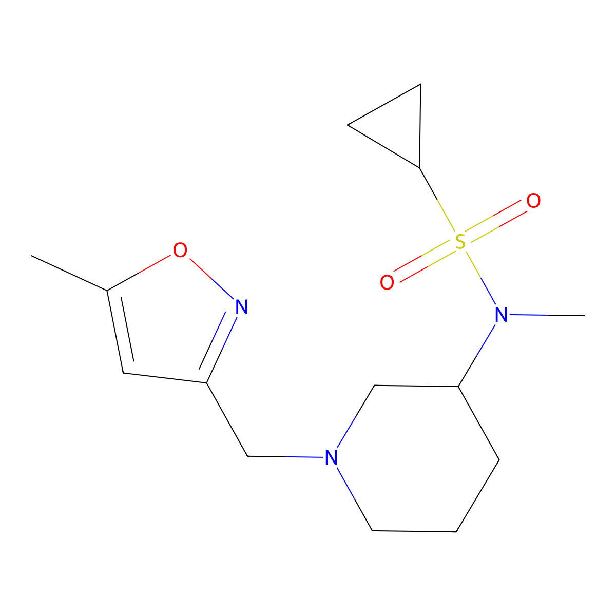 N-methyl-N-{1-[(5-methyl-1,2-oxazol-3-yl)methyl]piperidin-3-yl}cyclopropanesulfonamide molecular structure, CAS 2742060-71-3
