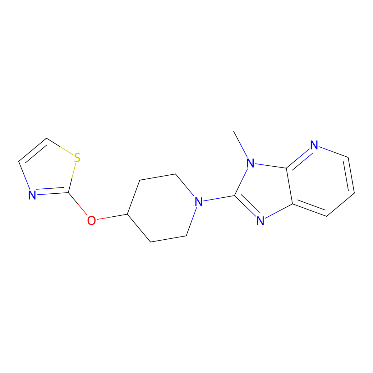 1-{3-methyl-3H-imidazo[4,5-b]pyridin-2-yl}-4-(1,3-thiazol-2-yloxy)piperidine molecular structure, CAS 2742060-74-6