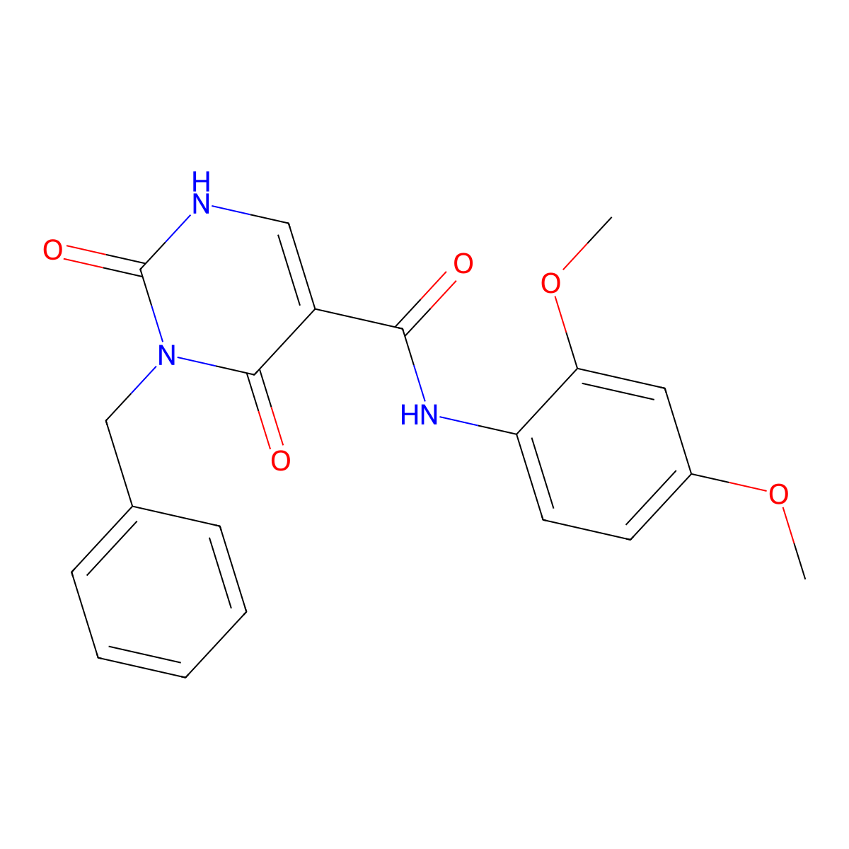3-benzyl-N-(2,4-dimethoxyphenyl)-2,4-dioxo-1,2,3,4-tetrahydropyrimidine-5-carboxamide molecular structure, CAS 2742060-75-7