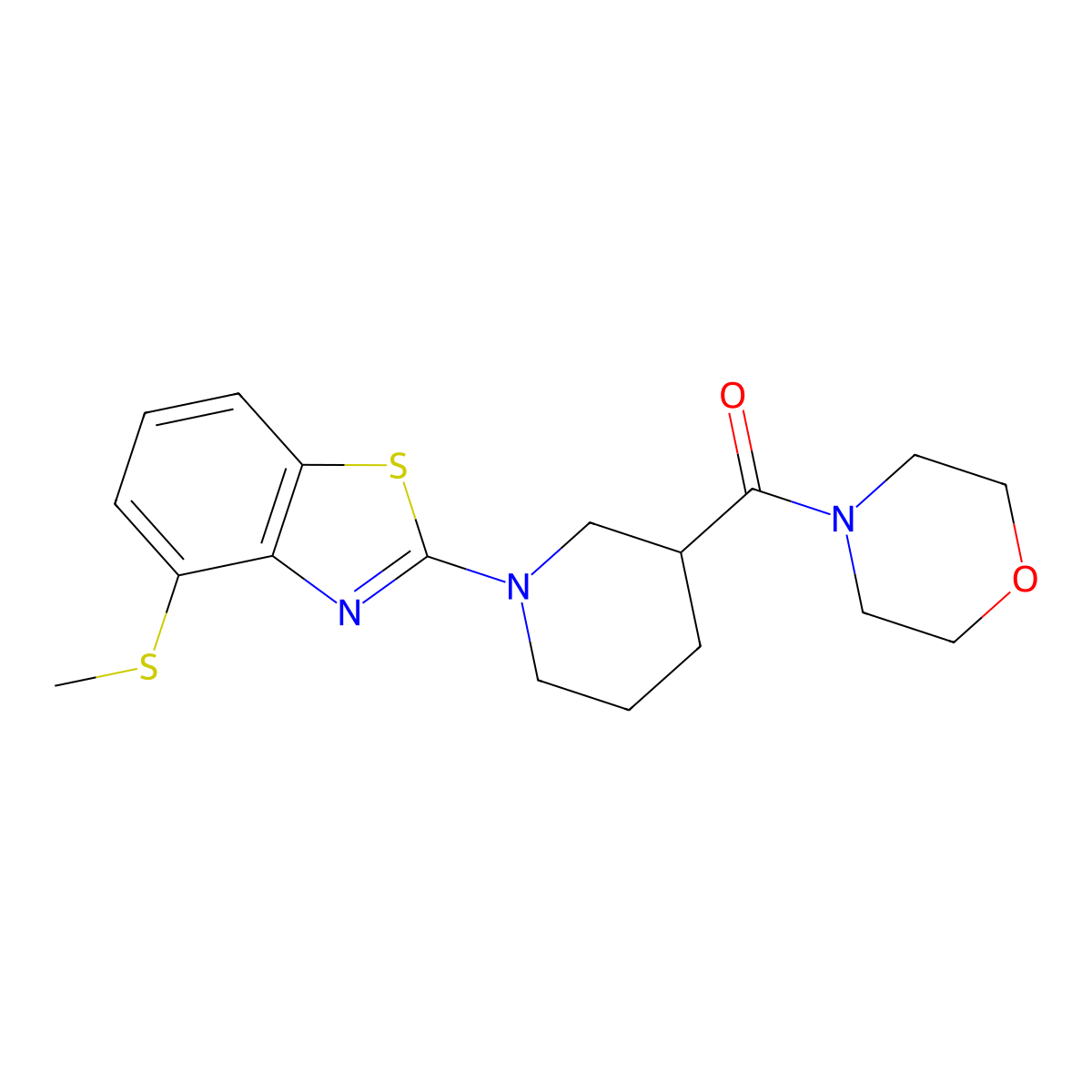 4-(Methylsulfanyl)-2-[3-(morpholine-4-carbonyl)piperidin-1-yl]-1,3-benzothiazole molecular structure, CAS 2742060-79-1