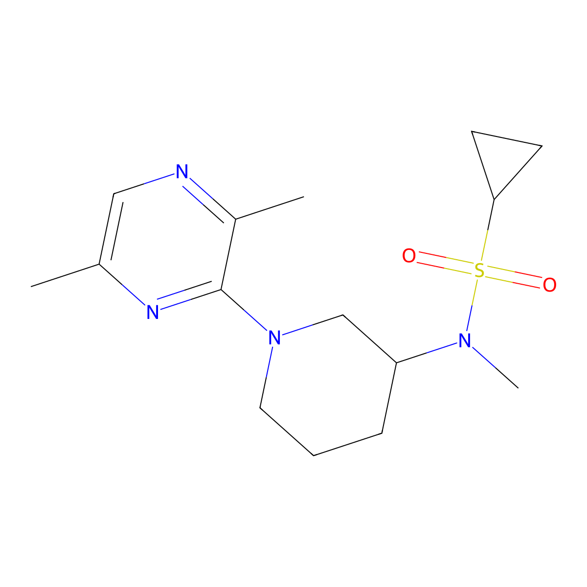 N-[1-(3,6-dimethylpyrazin-2-yl)piperidin-3-yl]-N-methylcyclopropanesulfonamide molecular structure, CAS 2742060-80-4