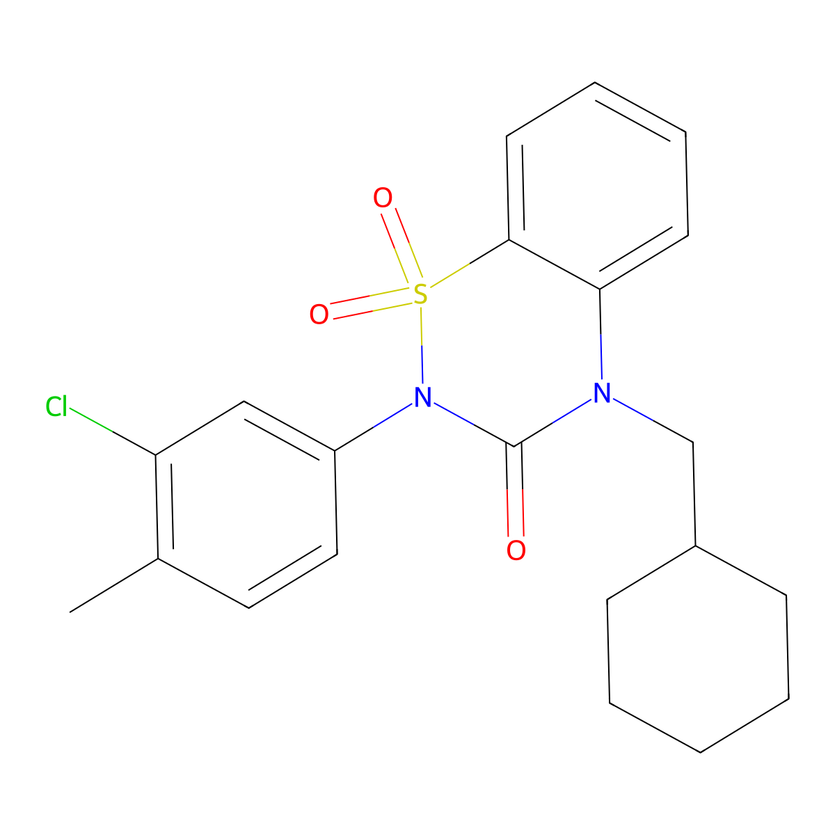 2-(3-Chloro-4-methylphenyl)-4-(cyclohexylmethyl)-1,1-dioxo-1lambda6,2,4-benzothiadiazin-3-one molecular structure, CAS 2742060-83-7
