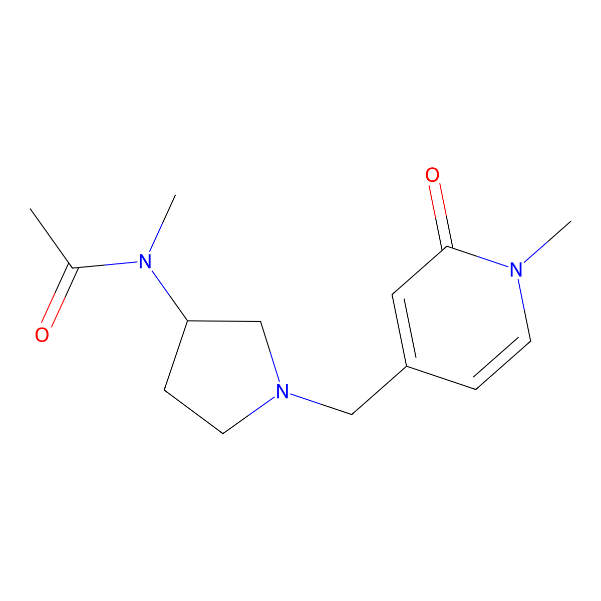 N-methyl-N-{1-[(1-methyl-2-oxo-1,2-dihydropyridin-4-yl)methyl]pyrrolidin-3-yl}acetamide molecular structure, CAS 2742060-86-0