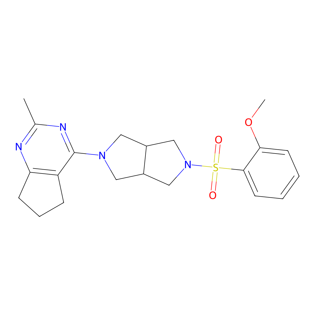 2-(2-methoxybenzenesulfonyl)-5-{2-methyl-5H,6H,7H-cyclopenta[d]pyrimidin-4-yl}-octahydropyrrolo[3,4-c]pyrrole molecular structure, CAS 2742060-87-1