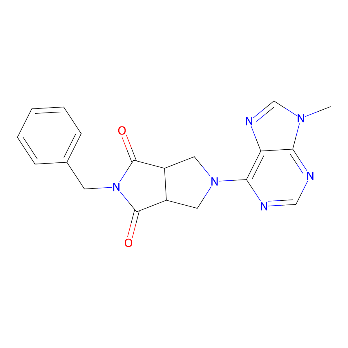 2-benzyl-5-(9-methyl-9H-purin-6-yl)-octahydropyrrolo[3,4-c]pyrrole-1,3-dione molecular structure, CAS 2742060-94-0