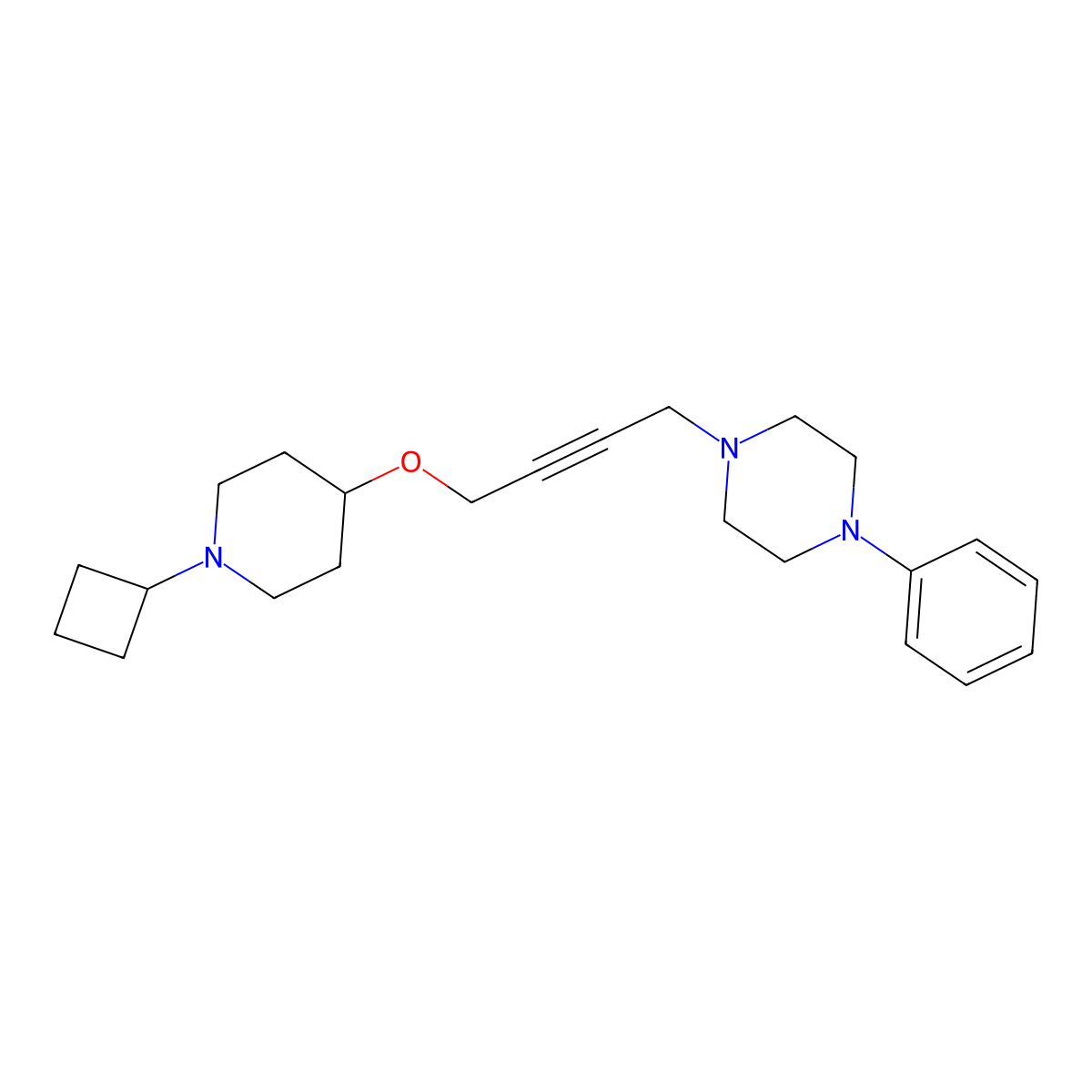 1-{4-[(1-Cyclobutylpiperidin-4-yl)oxy]but-2-yn-1-yl}-4-phenylpiperazine molecular structure, CAS 2742060-98-4