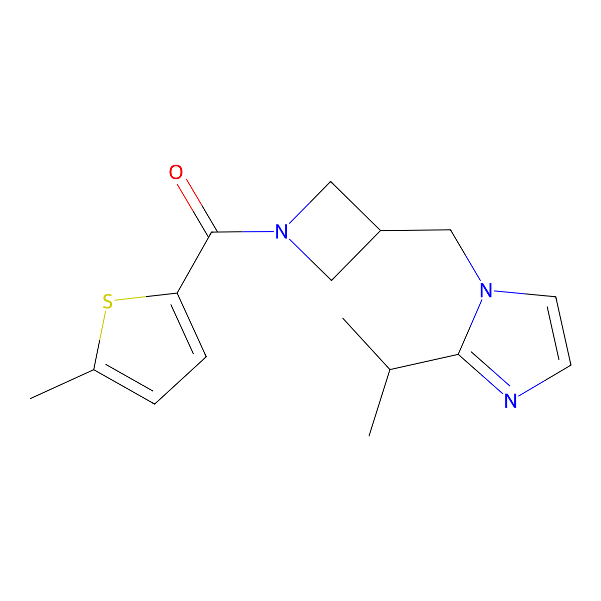 1-{[1-(5-methylthiophene-2-carbonyl)azetidin-3-yl]methyl}-2-(propan-2-yl)-1H-imidazole molecular structure, CAS 2742061-05-6