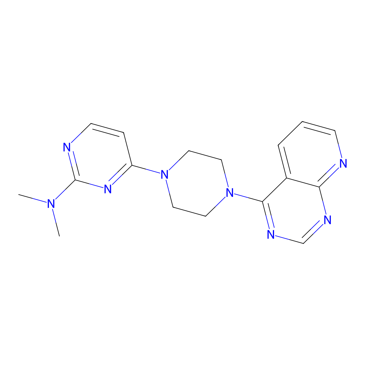 N,N-dimethyl-4-(4-{pyrido[2,3-d]pyrimidin-4-yl}piperazin-1-yl)pyrimidin-2-amine molecular structure, CAS 2742061-12-5