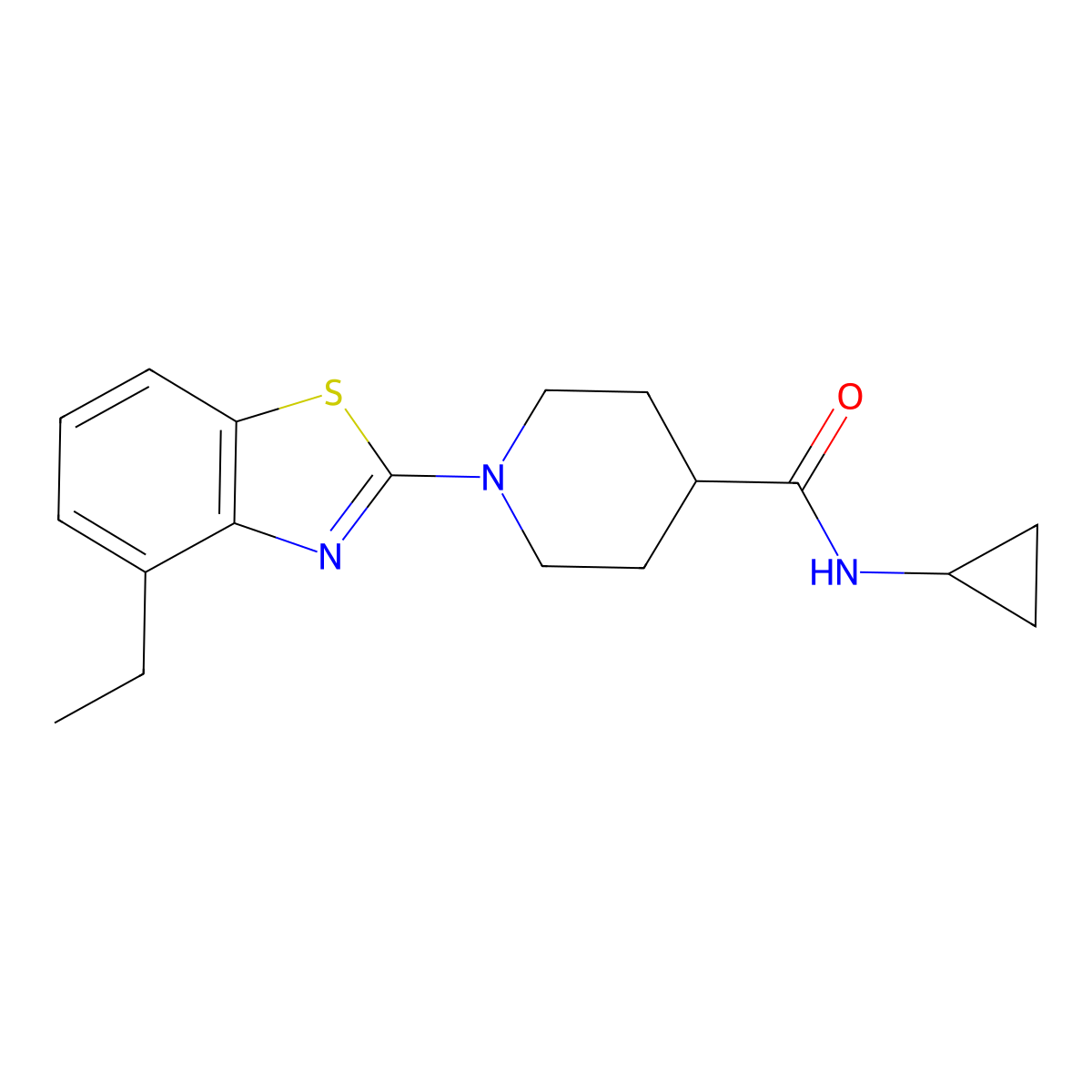 N-cyclopropyl-1-(4-ethyl-1,3-benzothiazol-2-yl)piperidine-4-carboxamide molecular structure, CAS 2742061-13-6