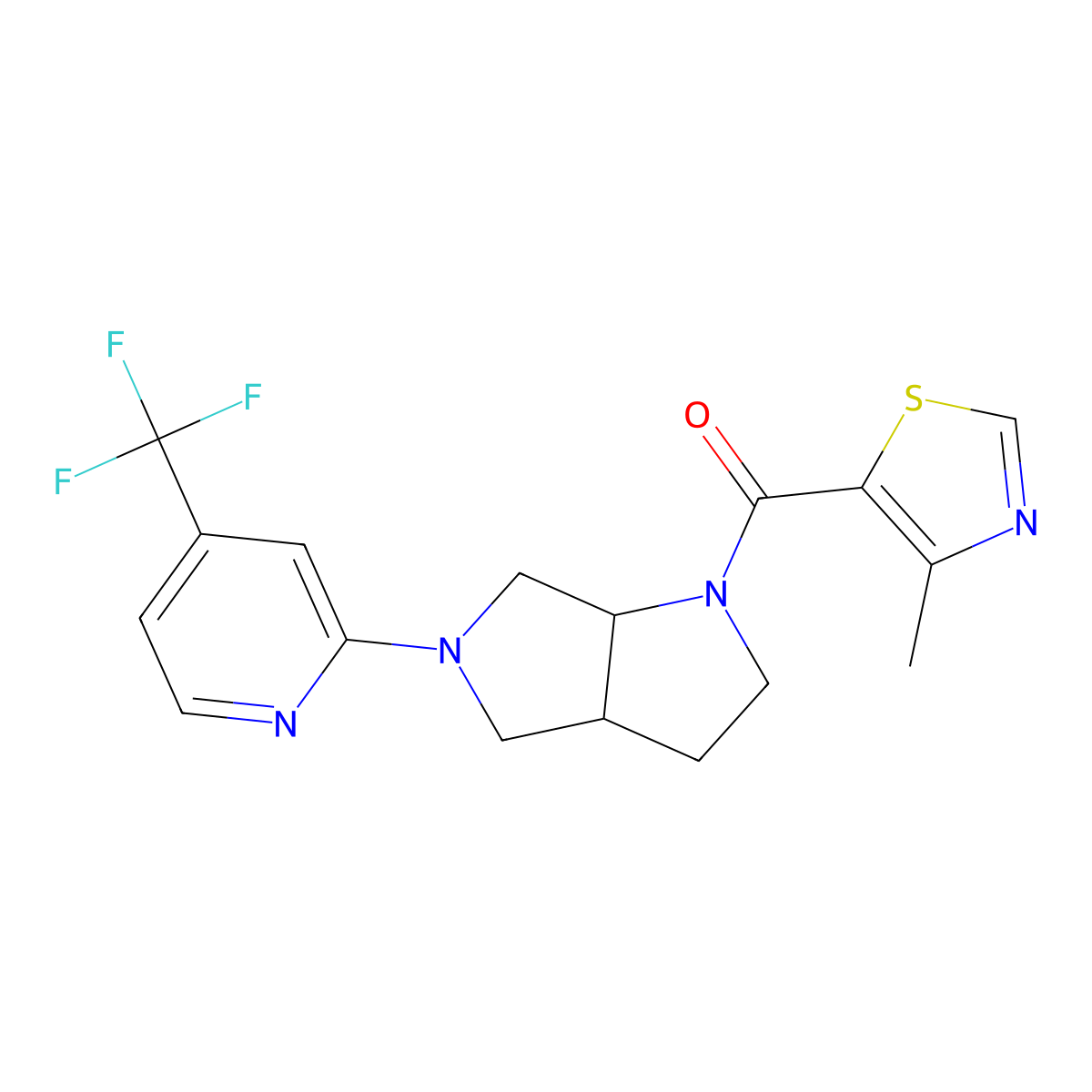 2-[1-(4-Methyl-1,3-thiazole-5-carbonyl)-octahydropyrrolo[3,4-b]pyrrol-5-yl]-4-(trifluoromethyl)pyridine molecular structure, CAS 2742061-19-2