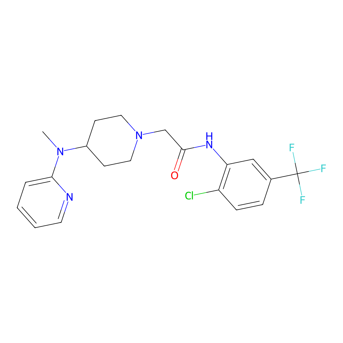 N-[2-chloro-5-(trifluoromethyl)phenyl]-2-{4-[methyl(pyridin-2-yl)amino]piperidin-1-yl}acetamide molecular structure, CAS 2742061-22-7
