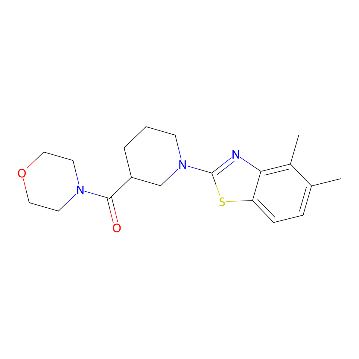 4,5-Dimethyl-2-[3-(morpholine-4-carbonyl)piperidin-1-yl]-1,3-benzothiazole molecular structure, CAS 2742061-25-0