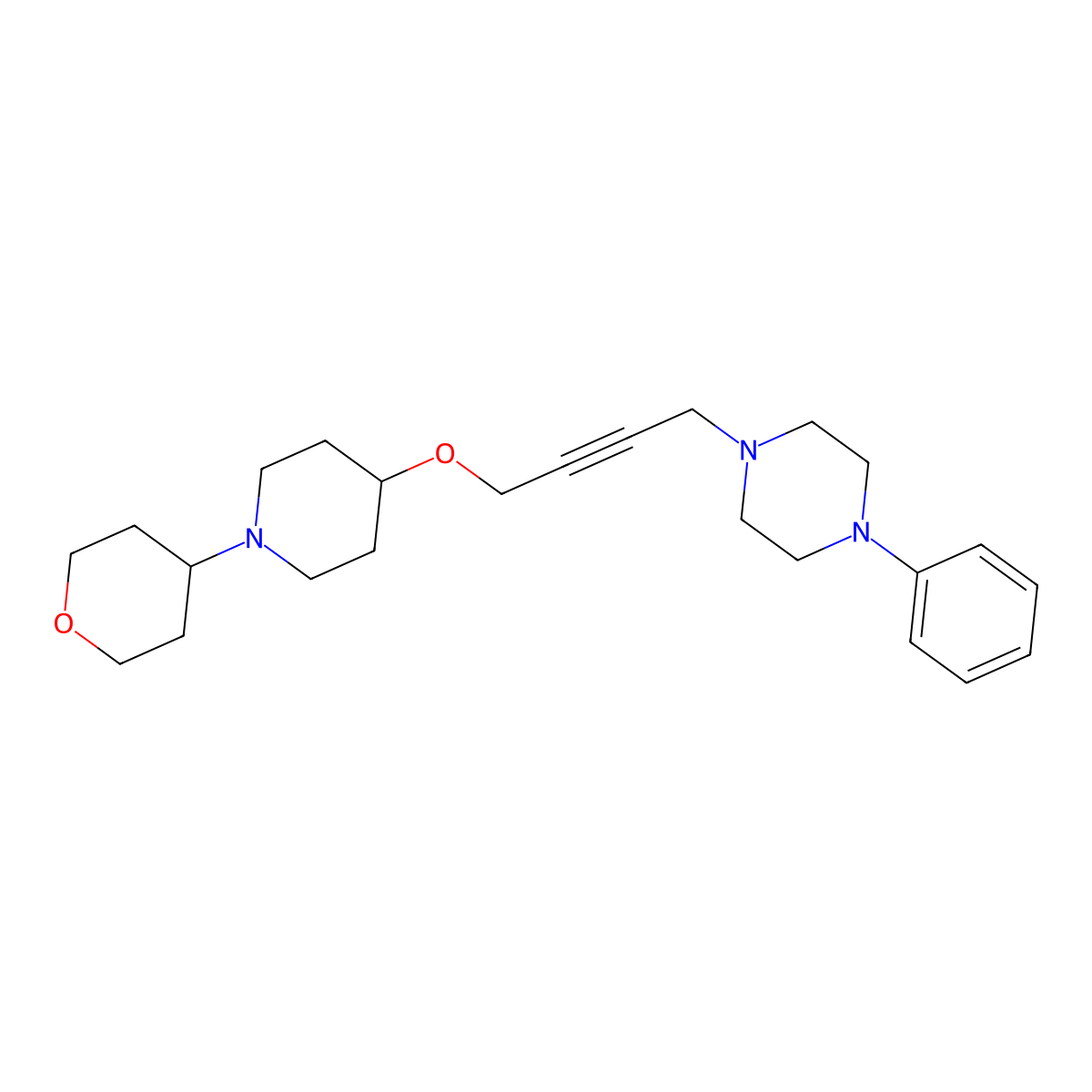 1-(4-{[1-(Oxan-4-yl)piperidin-4-yl]oxy}but-2-yn-1-yl)-4-phenylpiperazine molecular structure, CAS 2742061-32-9