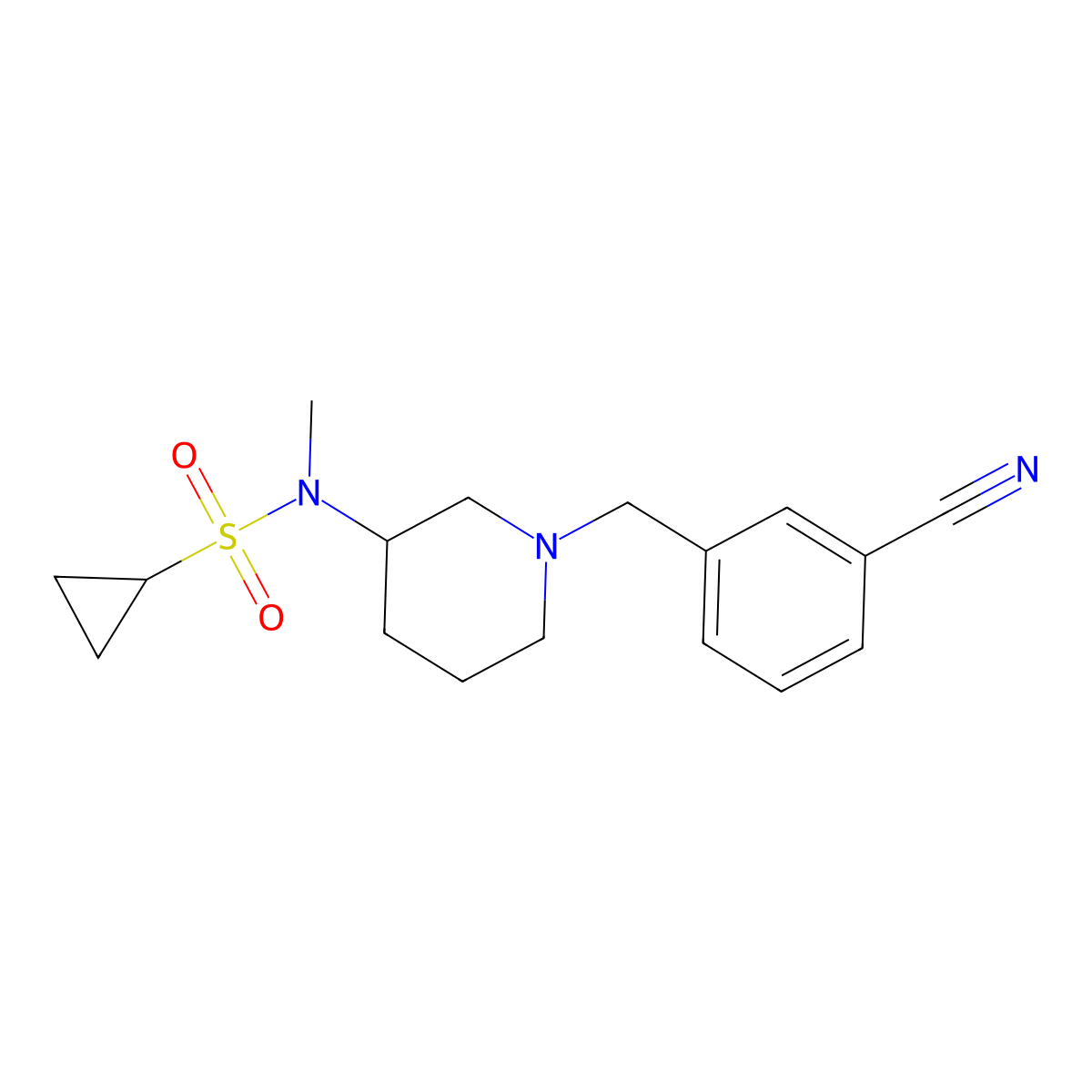 N-{1-[(3-cyanophenyl)methyl]piperidin-3-yl}-N-methylcyclopropanesulfonamide molecular structure, CAS 2742061-34-1