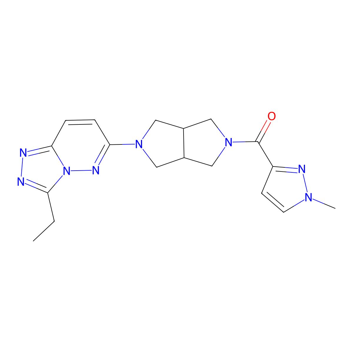 3-(5-{3-ethyl-[1,2,4]triazolo[4,3-b]pyridazin-6-yl}-octahydropyrrolo[3,4-c]pyrrole-2-carbonyl)-1-methyl-1H-pyrazole molecular structure, CAS 2742061-37-4