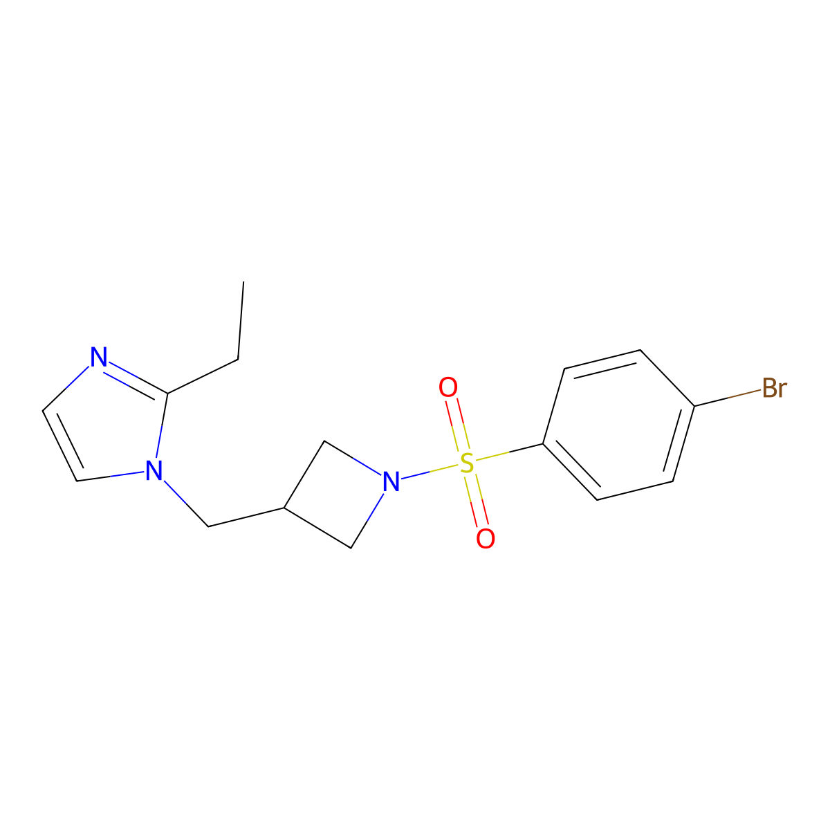 1-{[1-(4-bromobenzenesulfonyl)azetidin-3-yl]methyl}-2-ethyl-1H-imidazole molecular structure, CAS 2742061-53-4