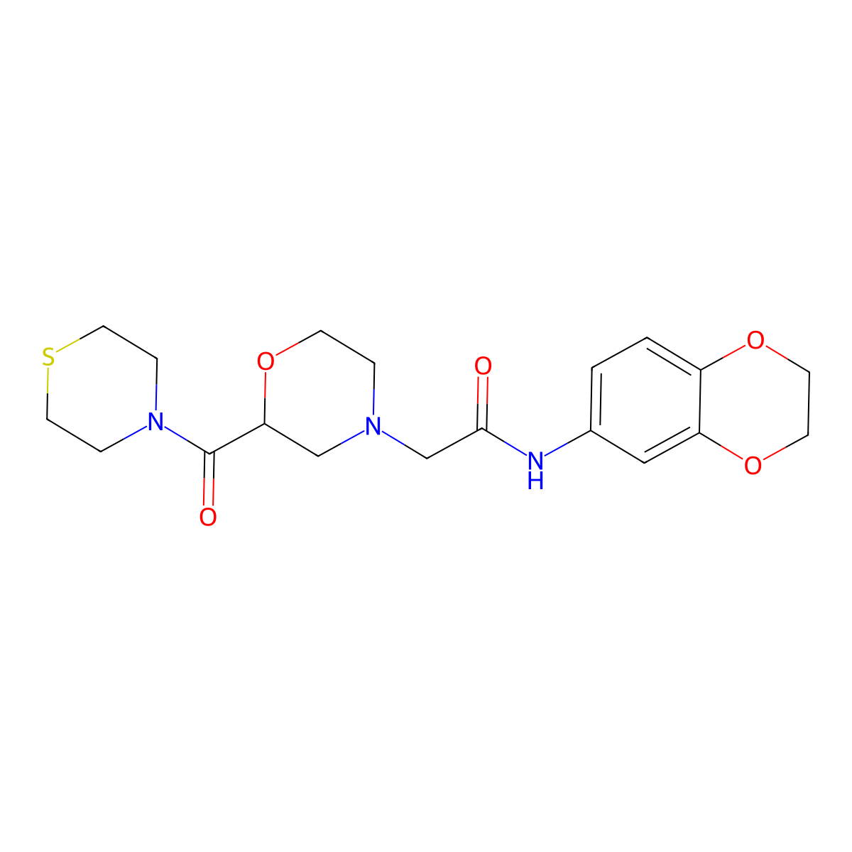 N-(2,3-dihydro-1,4-benzodioxin-6-yl)-2-[2-(thiomorpholine-4-carbonyl)morpholin-4-yl]acetamide molecular structure, CAS 2742061-54-5
