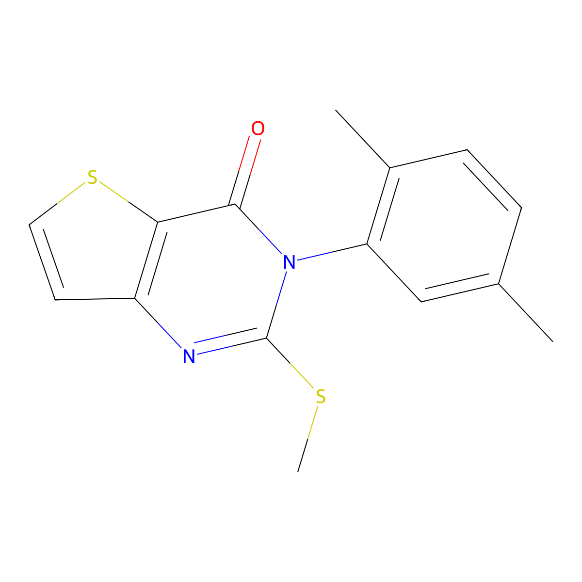 3-(2,5-dimethylphenyl)-2-(methylsulfanyl)-3H,4H-thieno[3,2-d]pyrimidin-4-one molecular structure, CAS 2742061-55-6