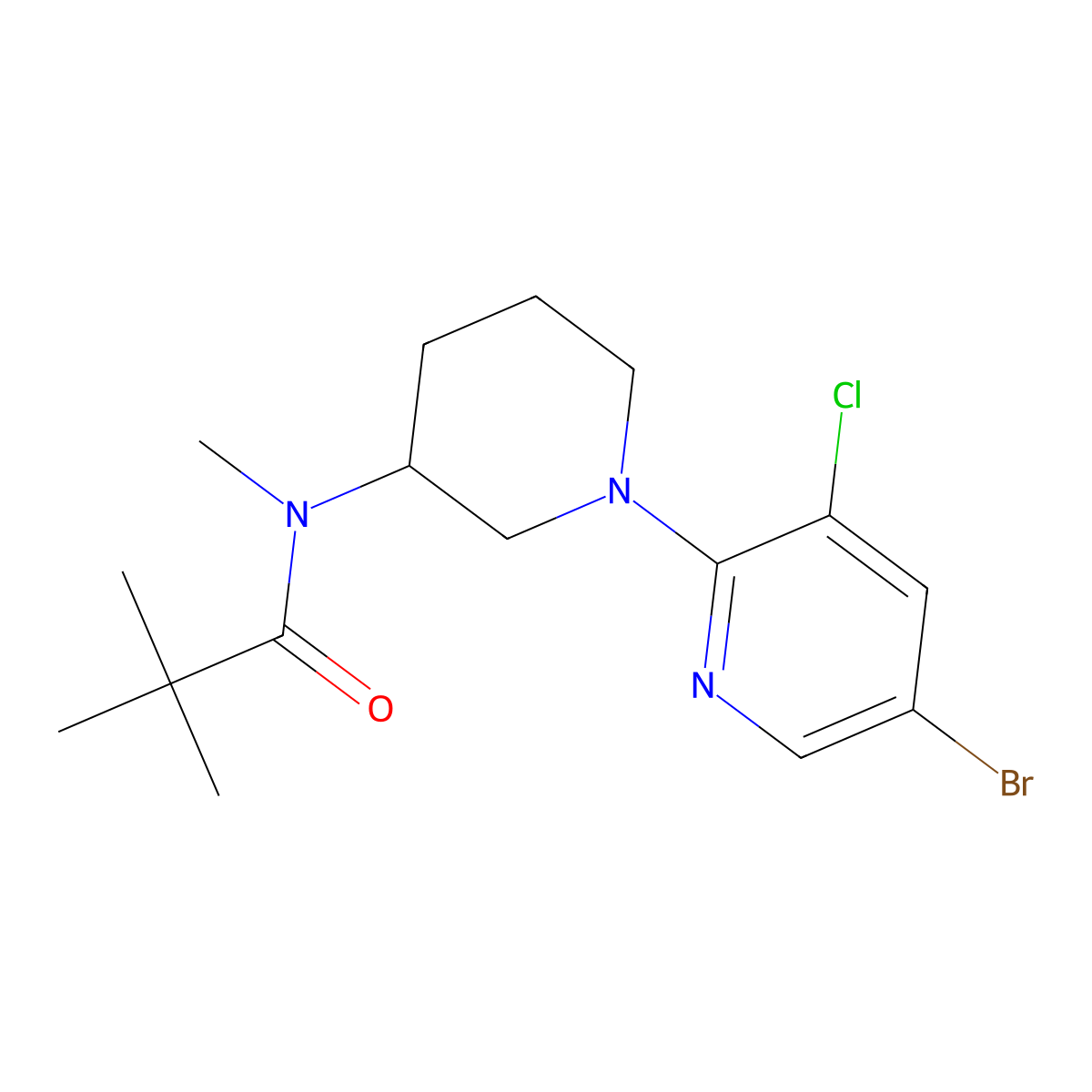 N-[1-(5-bromo-3-chloropyridin-2-yl)piperidin-3-yl]-N,2,2-trimethylpropanamide molecular structure, CAS 2742061-56-7