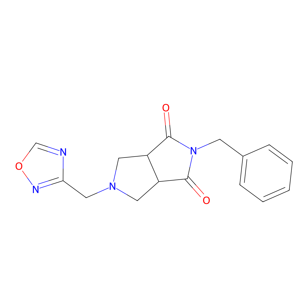 2-Benzyl-5-[(1,2,4-oxadiazol-3-yl)methyl]-octahydropyrrolo[3,4-c]pyrrole-1,3-dione molecular structure, CAS 2742061-63-6