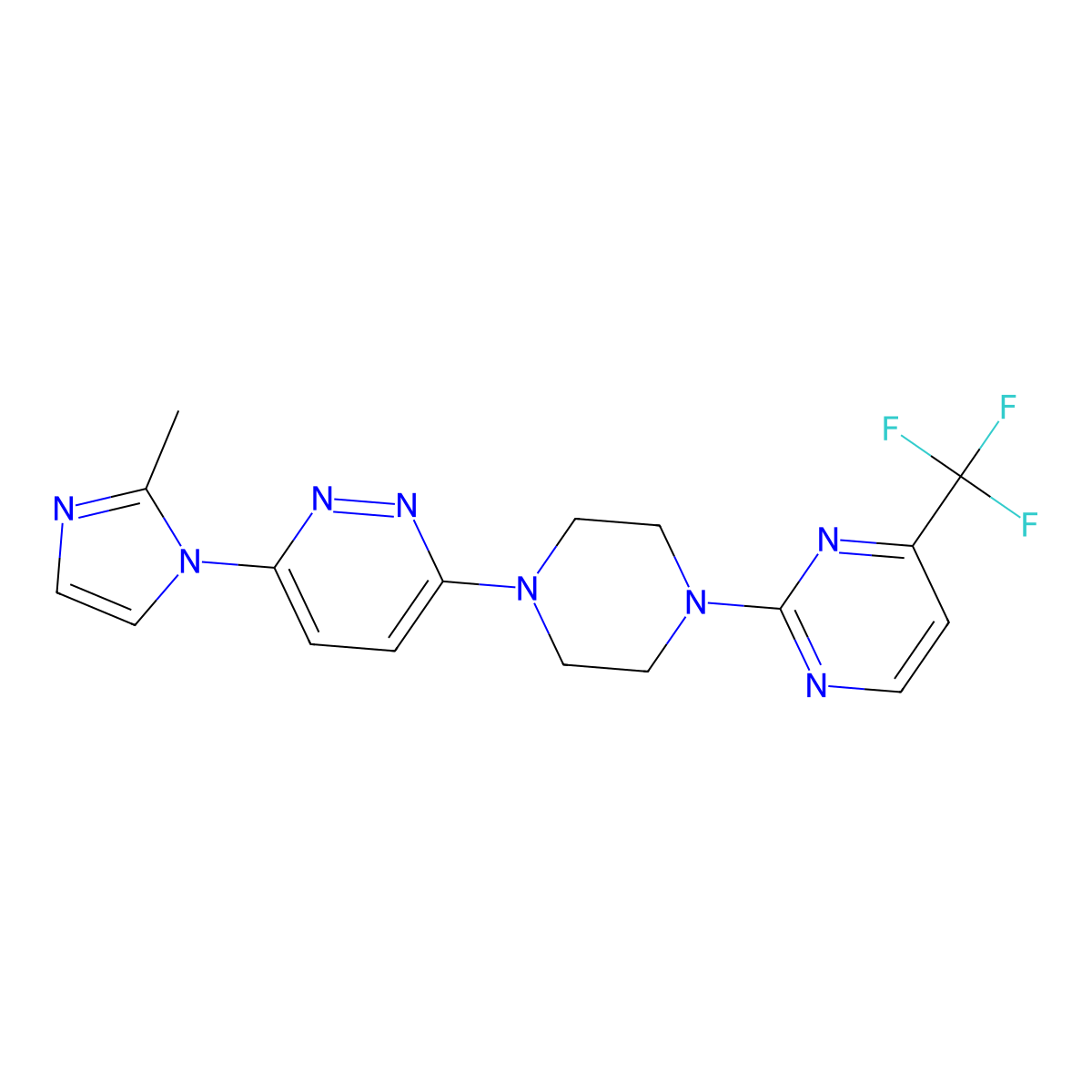 3-(2-methyl-1H-imidazol-1-yl)-6-{4-[4-(trifluoromethyl)pyrimidin-2-yl]piperazin-1-yl}pyridazine molecular structure, CAS 2742061-74-9