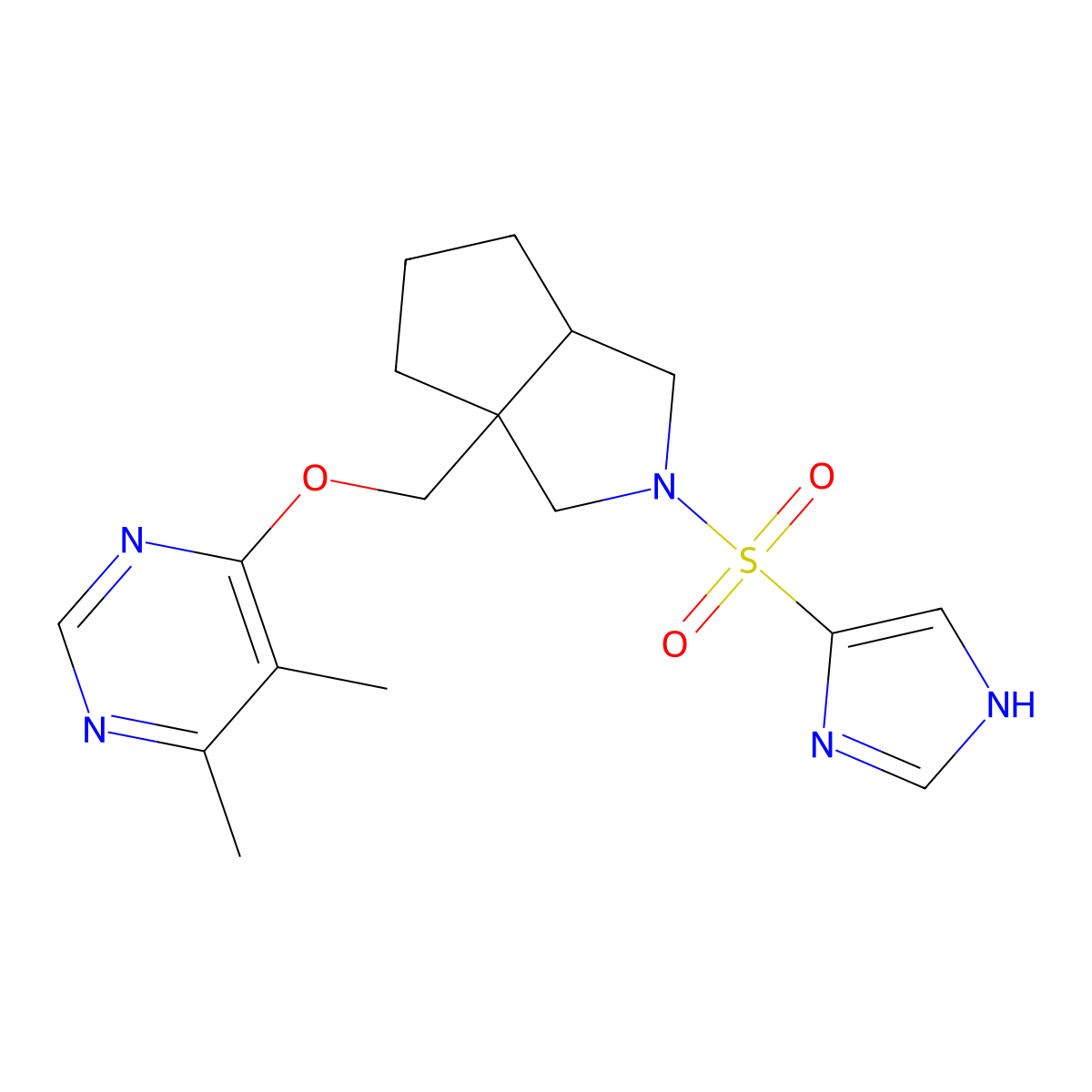 4-{[2-(1H-imidazole-4-sulfonyl)-octahydrocyclopenta[c]pyrrol-3a-yl]methoxy}-5,6-dimethylpyrimidine molecular structure, CAS 2742061-81-8