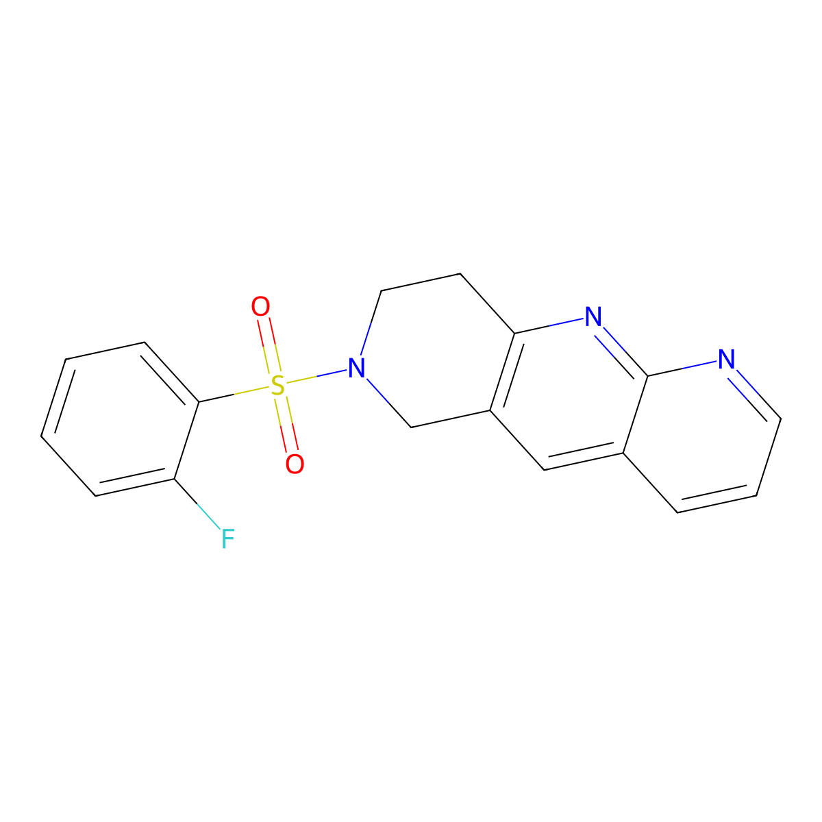 7-(2-fluorobenzenesulfonyl)-6H,7H,8H,9H-pyrido[2,3-b]1,6-naphthyridine molecular structure, CAS 2742061-87-4
