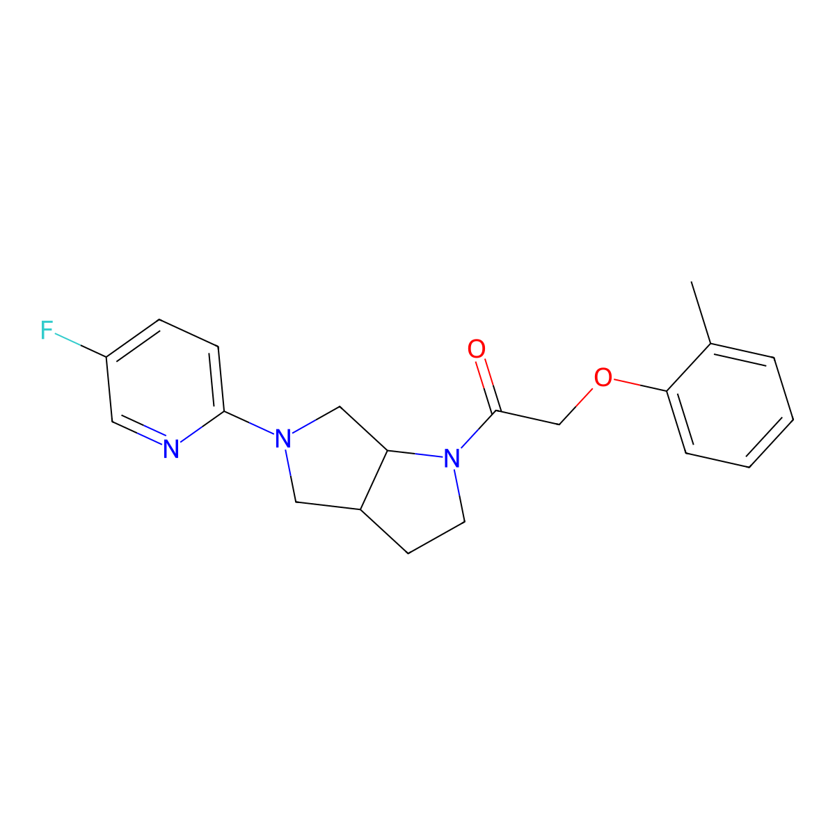 1-[5-(5-Fluoropyridin-2-yl)-octahydropyrrolo[3,4-b]pyrrol-1-yl]-2-(2-methylphenoxy)ethan-1-one molecular structure, CAS 2742061-93-2
