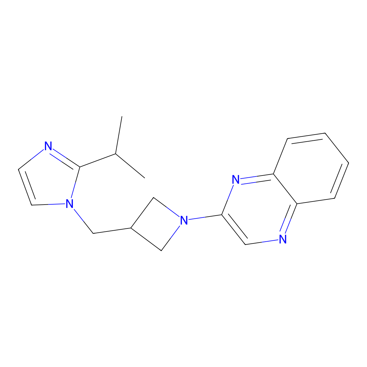 2-(3-{[2-(propan-2-yl)-1H-imidazol-1-yl]methyl}azetidin-1-yl)quinoxaline molecular structure, CAS 2742061-99-8
