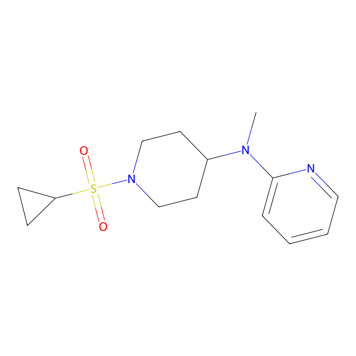 N-[1-(cyclopropanesulfonyl)piperidin-4-yl]-N-methylpyridin-2-amine molecular structure, CAS 2742062-00-4