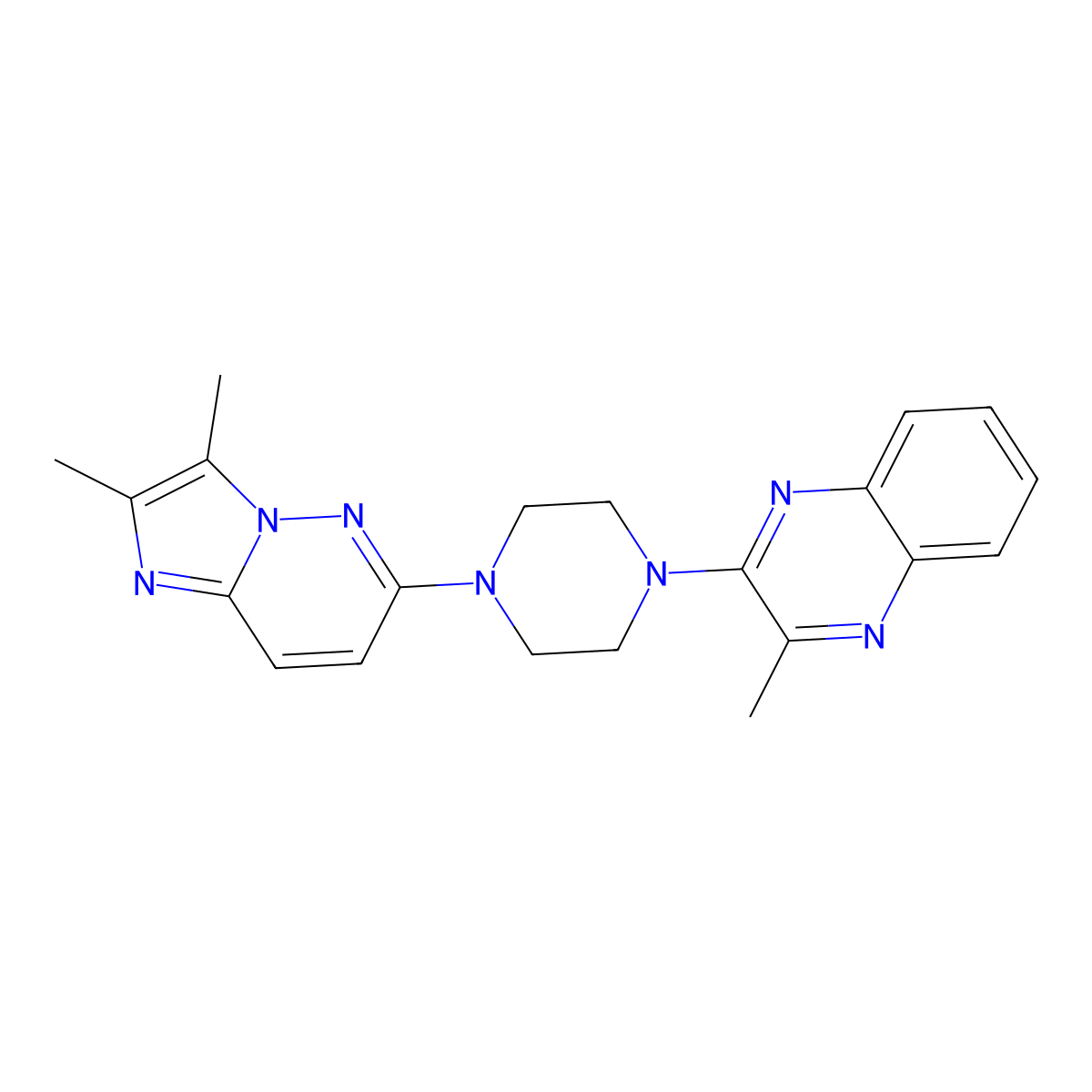 2-(4-{2,3-Dimethylimidazo[1,2-b]pyridazin-6-yl}piperazin-1-yl)-3-methylquinoxaline molecular structure, CAS 2742062-01-5