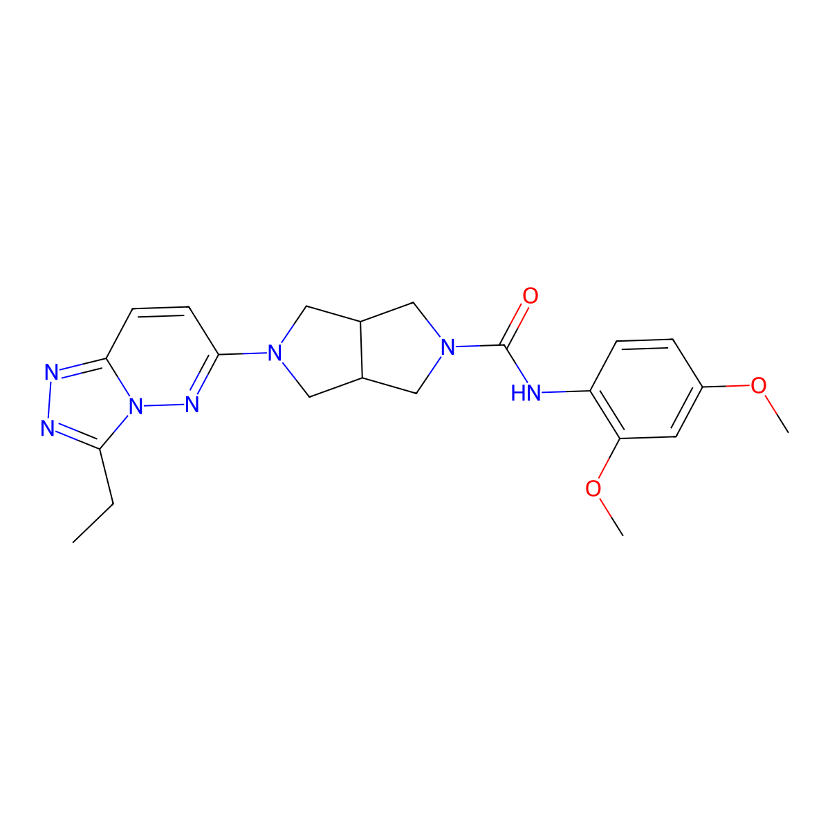 N-(2,4-dimethoxyphenyl)-5-{3-ethyl-[1,2,4]triazolo[4,3-b]pyridazin-6-yl}-octahydropyrrolo[3,4-c]pyrrole-2-carboxamide molecular structure, CAS 2742062-05-9