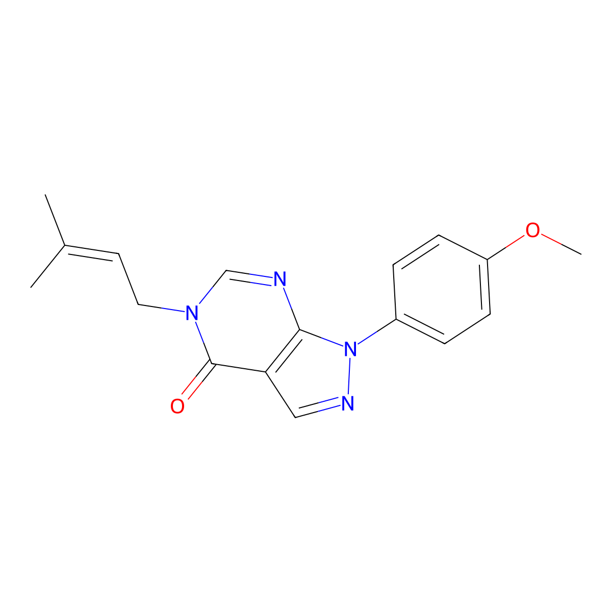 1-(4-methoxyphenyl)-5-(3-methylbut-2-en-1-yl)-1H,4H,5H-pyrazolo[3,4-d]pyrimidin-4-one molecular structure, CAS 2742062-07-1