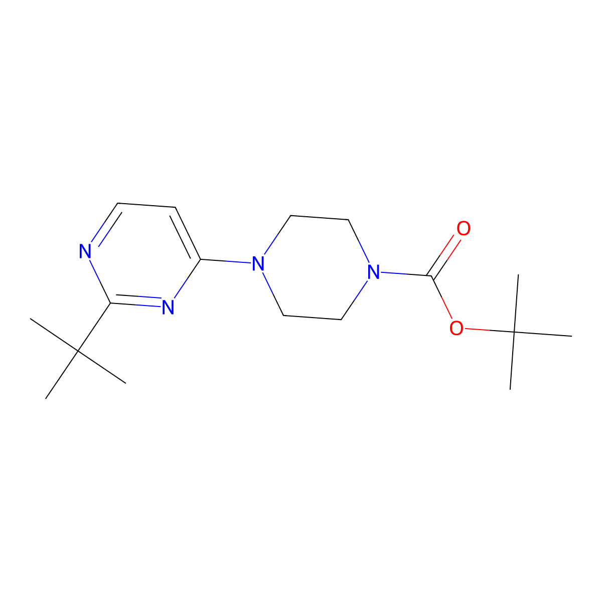Tert-butyl 4-(2-tert-butylpyrimidin-4-yl)piperazine-1-carboxylate molecular structure, CAS 2742062-12-8
