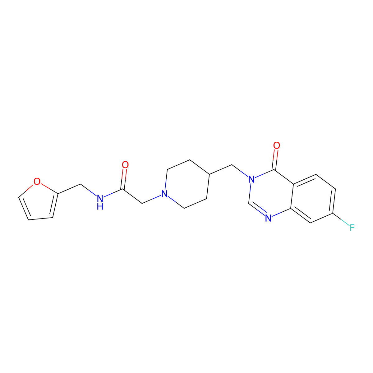 2-{4-[(7-fluoro-4-oxo-3,4-dihydroquinazolin-3-yl)methyl]piperidin-1-yl}-N-[(furan-2-yl)methyl]acetamide molecular structure, CAS 2742062-13-9