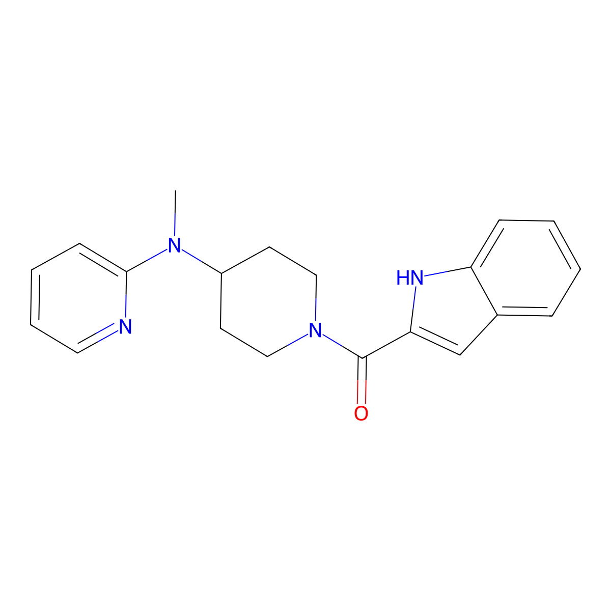 N-[1-(1H-indole-2-carbonyl)piperidin-4-yl]-N-methylpyridin-2-amine molecular structure, CAS 2742062-18-4