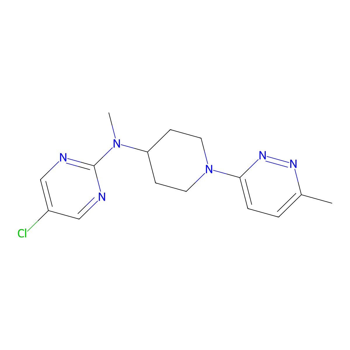 5-chloro-N-methyl-N-[1-(6-methylpyridazin-3-yl)piperidin-4-yl]pyrimidin-2-amine molecular structure, CAS 2742062-21-9