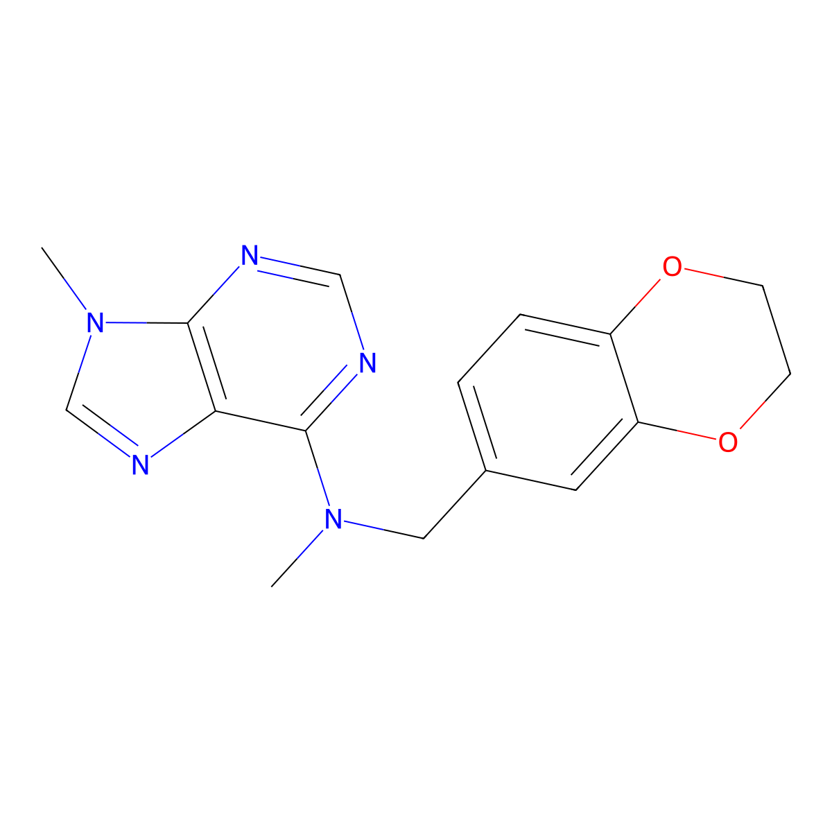 N-[(2,3-dihydro-1,4-benzodioxin-6-yl)methyl]-N,9-dimethyl-9H-purin-6-amine molecular structure, CAS 2742062-24-2