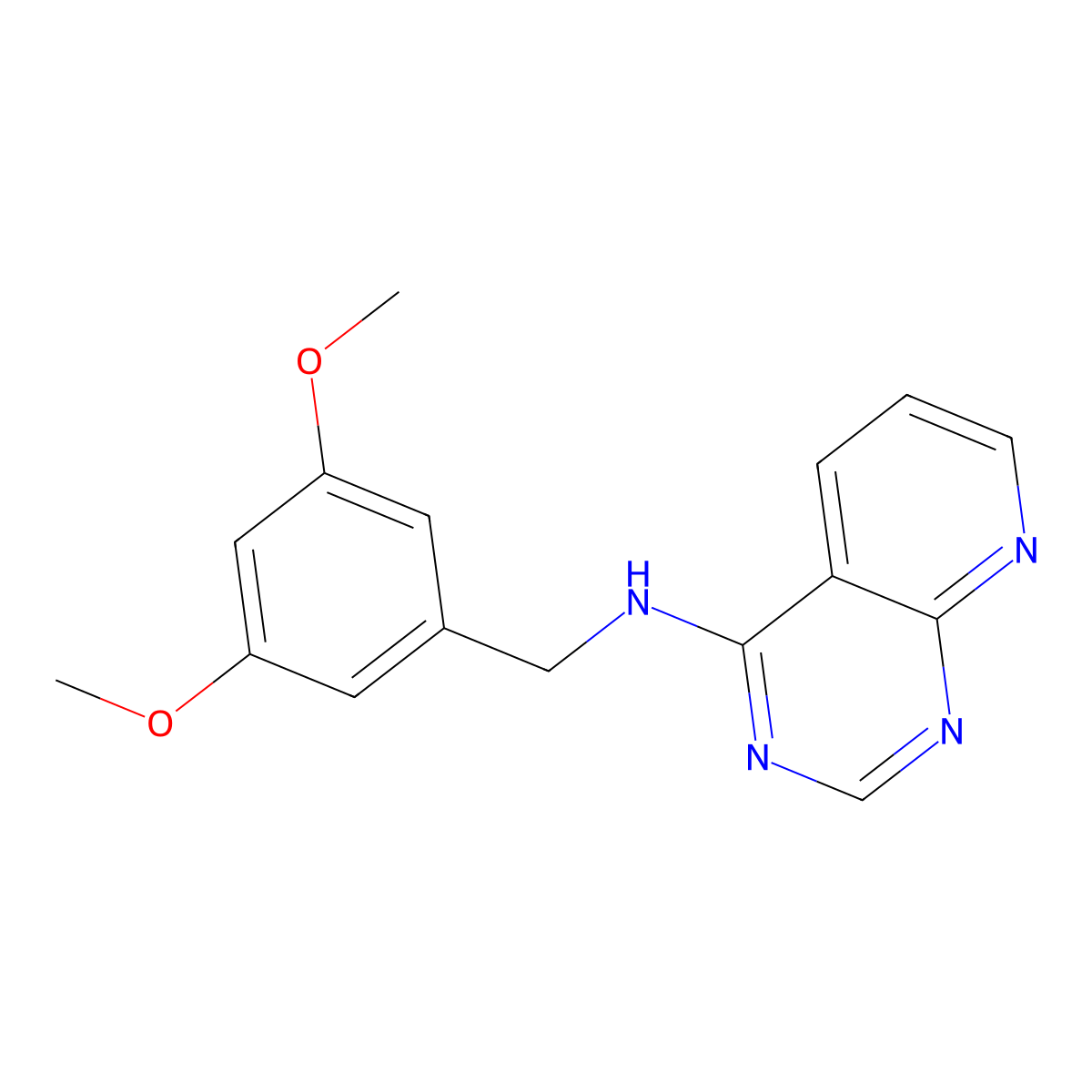 N-[(3,5-dimethoxyphenyl)methyl]pyrido[2,3-d]pyrimidin-4-amine molecular structure, CAS 2742062-26-4