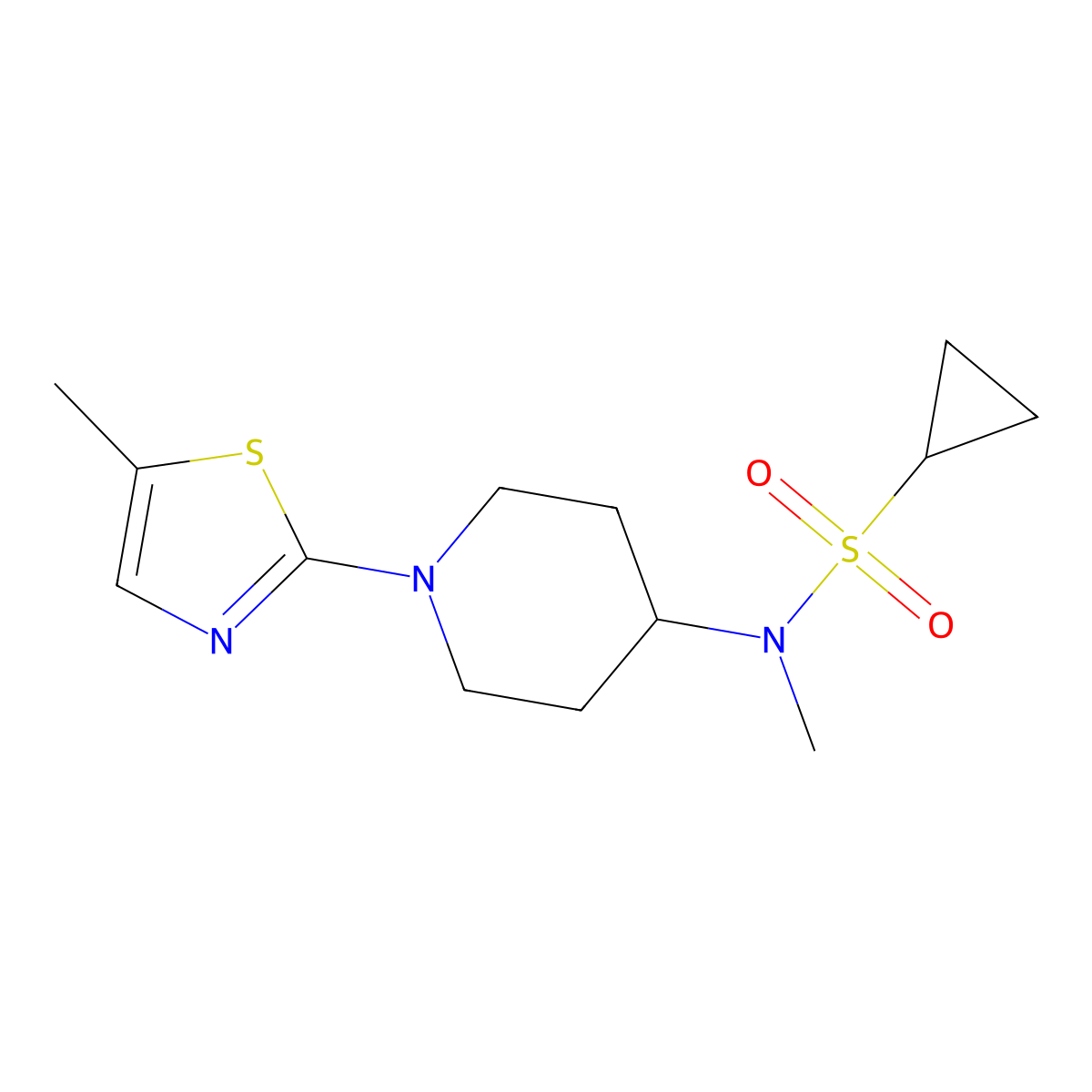 N-methyl-N-[1-(5-methyl-1,3-thiazol-2-yl)piperidin-4-yl]cyclopropanesulfonamide molecular structure, CAS 2742062-30-0