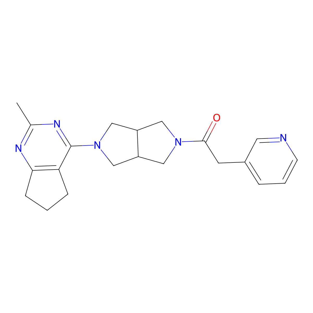 1-(5-{2-methyl-5H,6H,7H-cyclopenta[d]pyrimidin-4-yl}-octahydropyrrolo[3,4-c]pyrrol-2-yl)-2-(pyridin-3-yl)ethan-1-one molecular structure, CAS 2742062-31-1