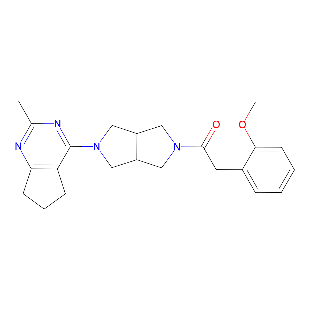 2-(2-methoxyphenyl)-1-(5-{2-methyl-5H,6H,7H-cyclopenta[d]pyrimidin-4-yl}-octahydropyrrolo[3,4-c]pyrrol-2-yl)ethan-1-one molecular structure, CAS 2742062-57-1