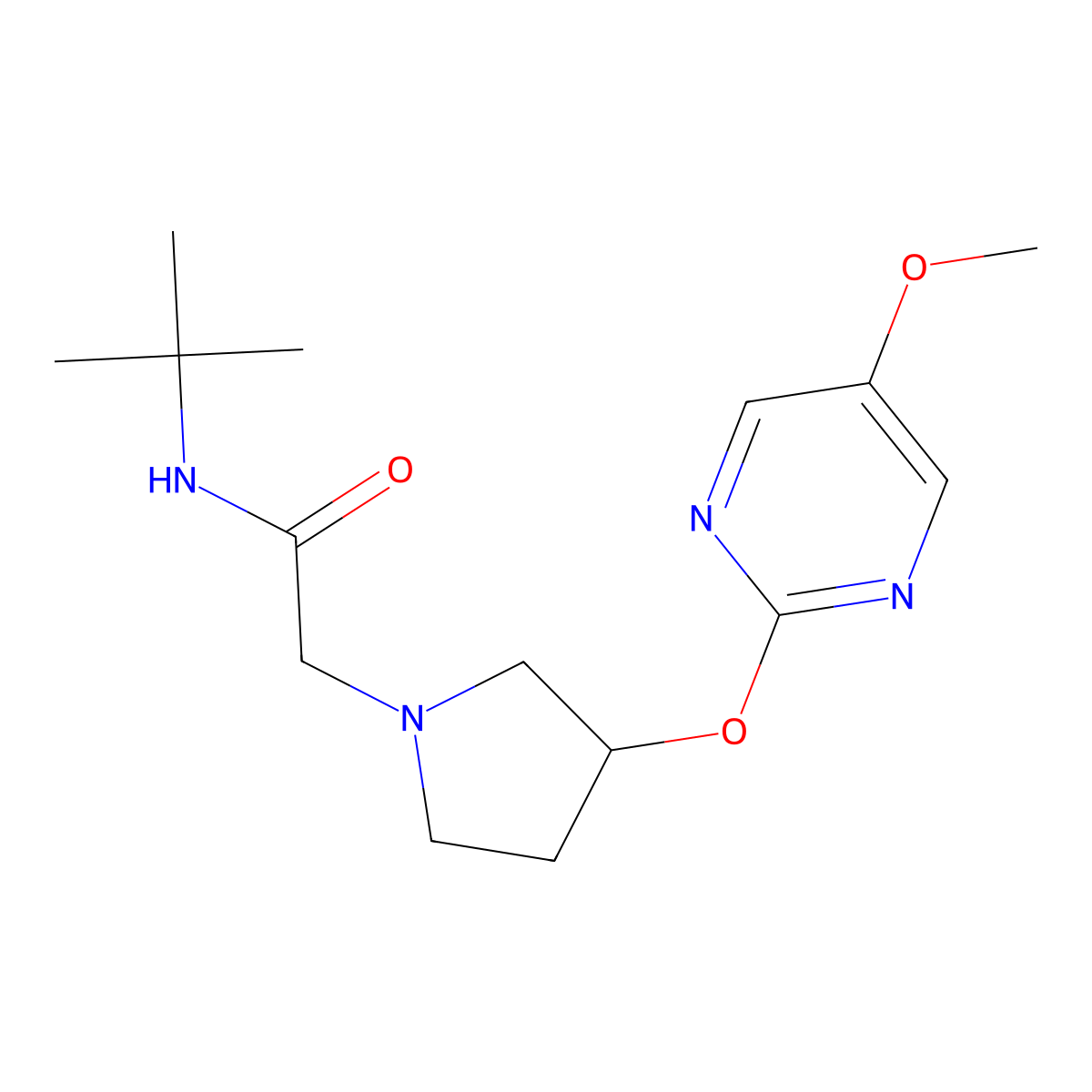 N-tert-butyl-2-{3-[(5-methoxypyrimidin-2-yl)oxy]pyrrolidin-1-yl}acetamide molecular structure, CAS 2742062-61-7