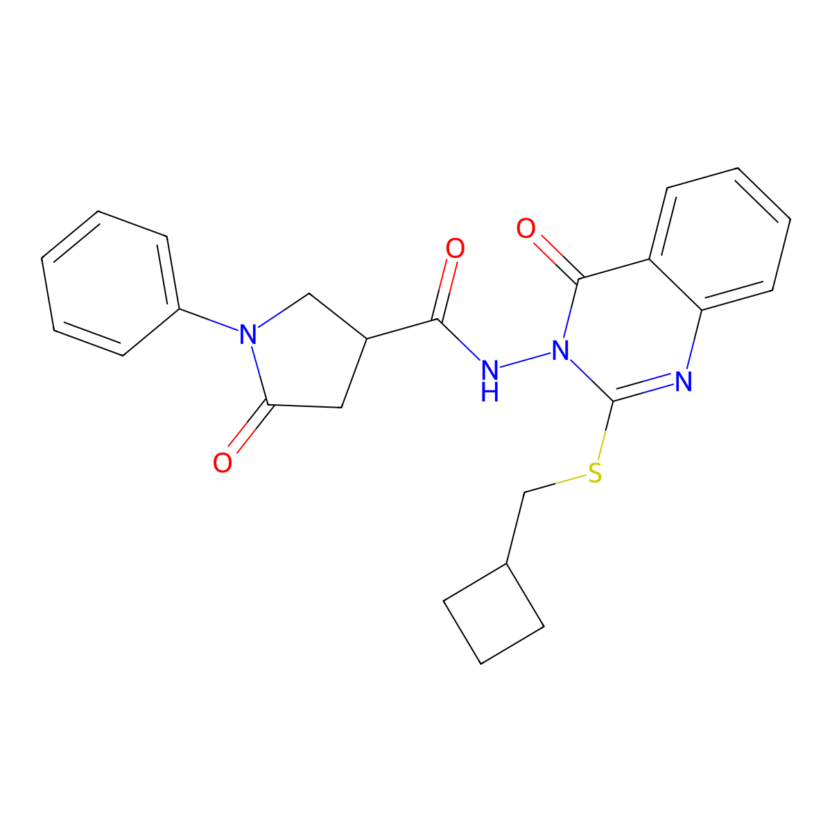 N-{2-[(cyclobutylmethyl)sulfanyl]-4-oxo-3,4-dihydroquinazolin-3-yl}-5-oxo-1-phenylpyrrolidine-3-carboxamide molecular structure, CAS 2742062-63-9