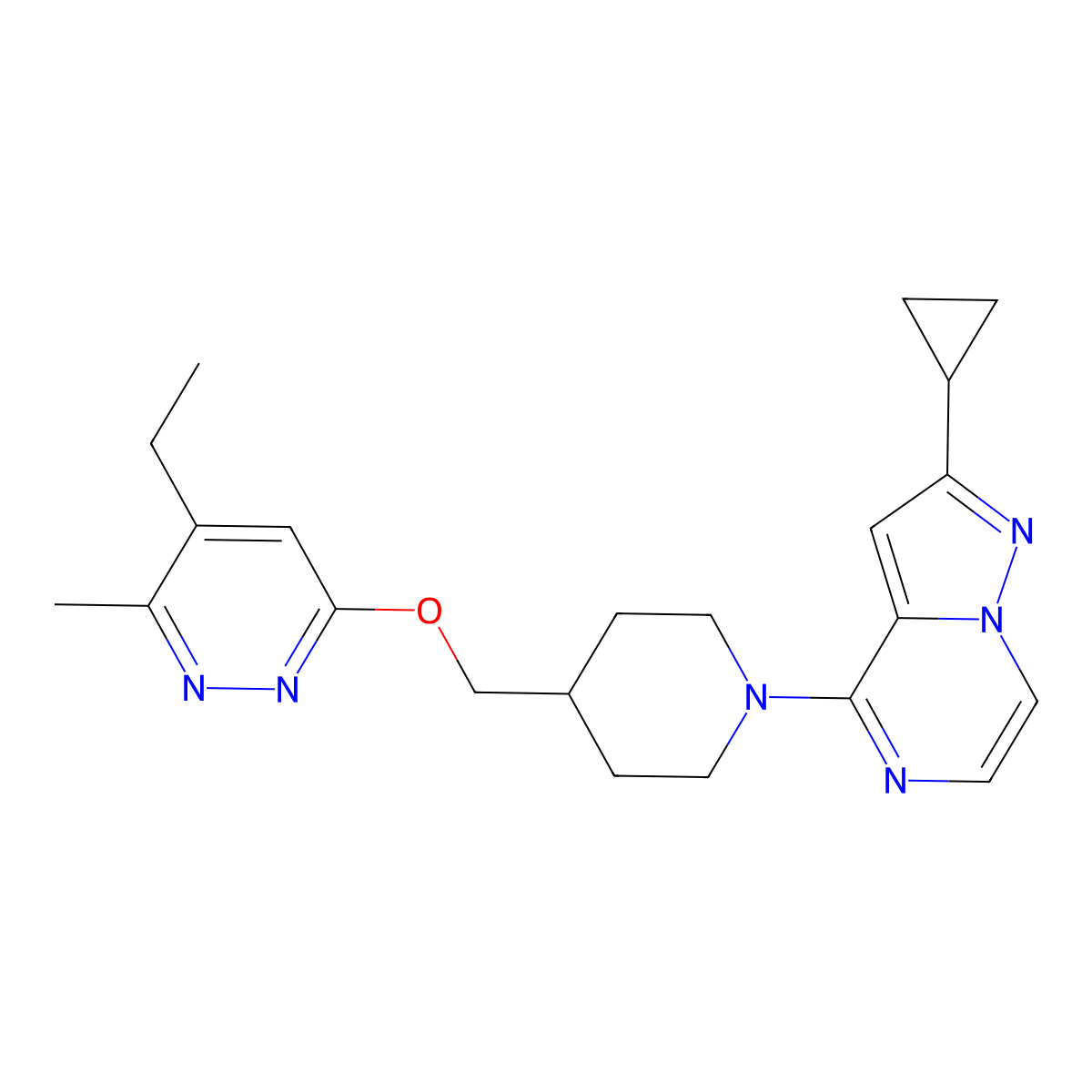 6-[(1-{2-Cyclopropylpyrazolo[1,5-a]pyrazin-4-yl}piperidin-4-yl)methoxy]-4-ethyl-3-methylpyridazine molecular structure, CAS 2742062-70-8