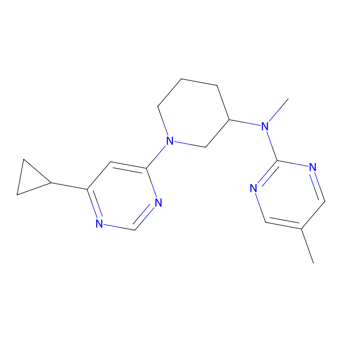 N-[1-(6-cyclopropylpyrimidin-4-yl)piperidin-3-yl]-N,5-dimethylpyrimidin-2-amine molecular structure, CAS 2742062-75-3