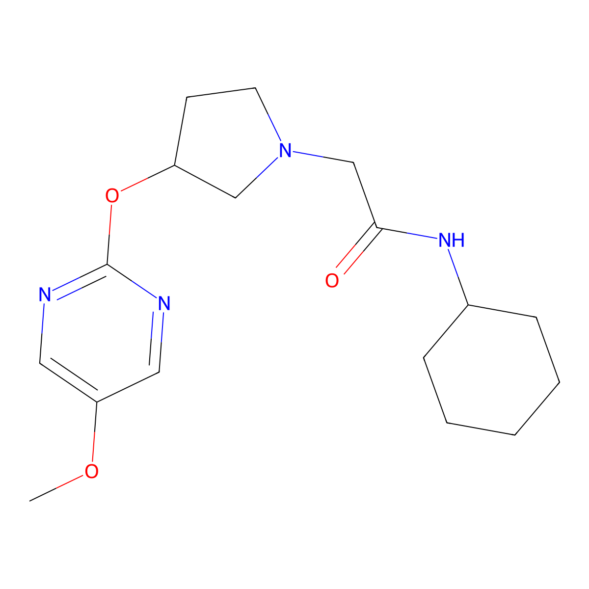 N-cyclohexyl-2-{3-[(5-methoxypyrimidin-2-yl)oxy]pyrrolidin-1-yl}acetamide molecular structure, CAS 2742062-83-3